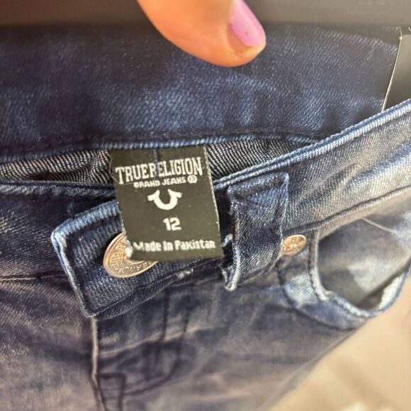 True Religion Geno Skinny Jeans 12 Blue Medium Wash Relaxed Fit Denim Ripped - Picture 7 of 13